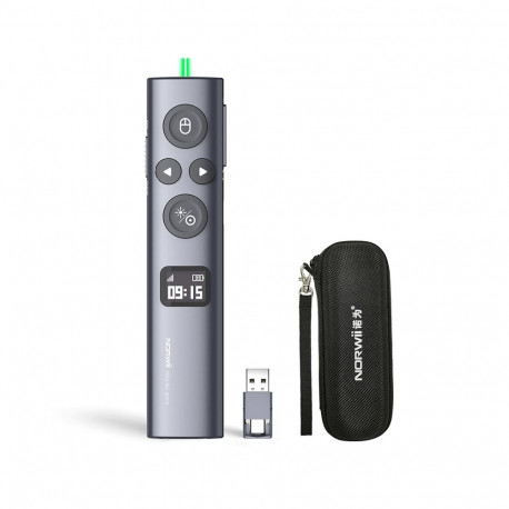 Presentation Remote Control - Norwii N95s BLE Wireless Presenter, 100m Range, OLED Display, Black