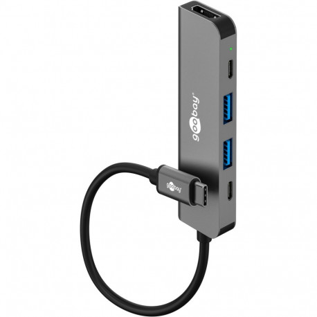 Goobay Slim 5-Port USB Hub with HDMI, 5 Gbit/s