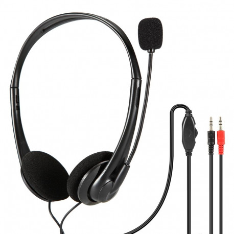 FREESTYLE HEADPHONES WITH MIC AND VOLUME CONTROL 2 X 3.5 MM JACK BLACK