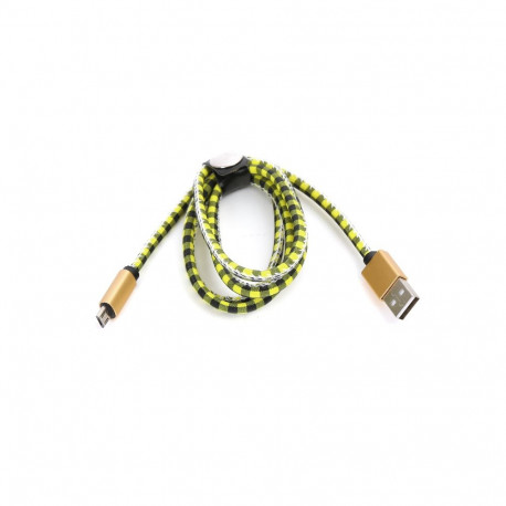 PLATINET MICRO USB TO USB LEATHER CHECKED CABLE 1M YELLOW