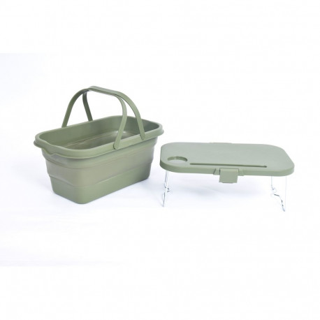 PLATINET CAMPING PICNIC BASKET 47X29X23,5 CM, 16L, FOLDING, WITH 2 IN 1 LID / TABLE GREEN [46139]