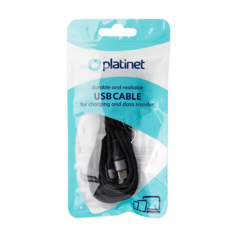 PLATINET CABLE BRAIDED USB-C TO USB-C 2.1A 42W 2M BLACK [45891]