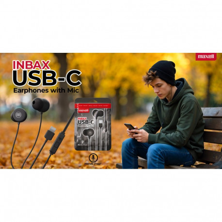 MAXELL USB-C IN EAR EAPHONES IN-BAX BLACK 348594