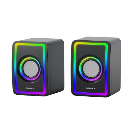 OMEGA SPEAKER GŁOŚNIK 2.0 6W RMS RGB USB 3.5 mm Audio Black Small Tower [46150]