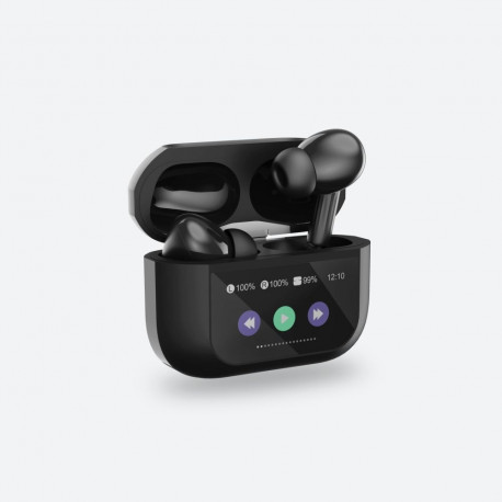 PLATINET TWS EAERPHONES TOUCH DISPLAY BLUETOOTH 5.4 300MAH ANC BLACK