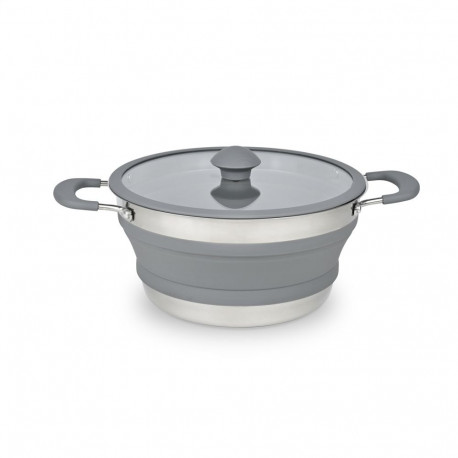 PLATINET SILICONE FOLDABLE CAMPING COOKING POT 3 L GREY [46298]