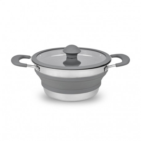 PLATINET SILICONE FOLDABLE CAMPING COOKING POT 1,5 L GREY [46297]