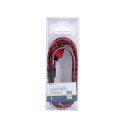 PLATINET MICRO USB TO USB LEATHER CHECKED CABLE 1M RED