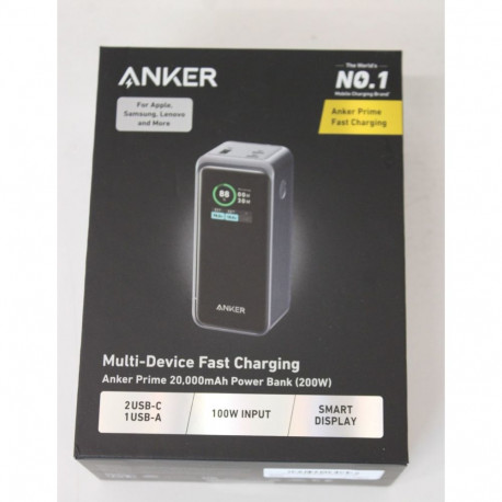 Anker SALE OUT. Power Bank, 200 W | Prime | 20000 mAh | Black | UNPACKED, SMALL SCRATCHED ON TOP