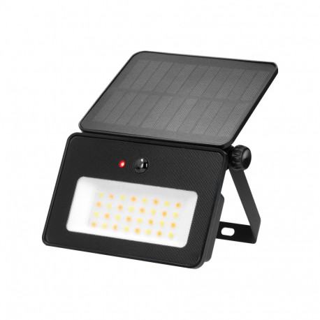 LUNERA LED 10 W PIR liikumisanduriga päikesepaneeliga prožektor, 700 lm, CCT, IP54, 2400 mAh, must