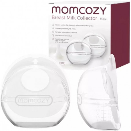 Breast Milk Collector - Momcozy Reusable 90 ml, 2-Pack, Transparent