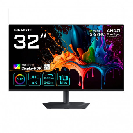 GIGABYTE mängumonitor MO32U2 32” OLED 4K UHD, 3840 x 2160, 240Hz, 0.03ms, 250cd/m², G-Sync Compatibl