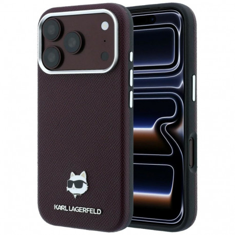 KARL LAGERFELD case for IPHONE 18 Pro/ 17 Pro compatible with MagSafe (Grained Choupette Head Metal)