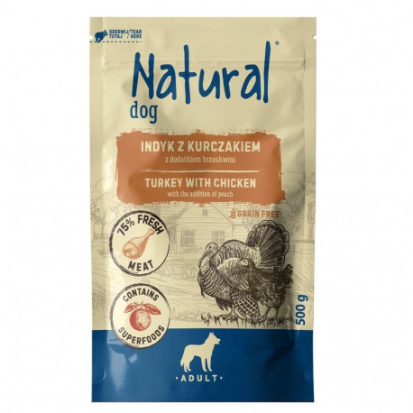 NATURAL märg koeratoit kalkuni, kana ja virsikuga 500g