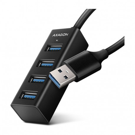 "AXAGON HUE-M1A Superspeed USB-A Mini Hub, 4x USB 3.0 - 20cm, schwarz"