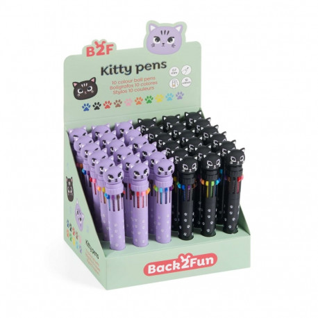 Pastapliiats Kitty B2F 10 värvi, 0,7 mm, must kass Miquelrius