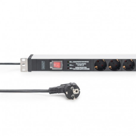 Digitus Socket strip with aluminum profile and switch, surge protection, integrated line filter, 5-w
