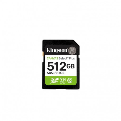 Kingston Canvas Select Plus | 512 GB | SD | Flash memory class Class 10, UHS-I, U1/U3, Video Class 1