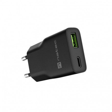 Natec Ribera USB Charger Gan Slim USB 1X USB-A + 1X USB-C 20W | NUC-2377