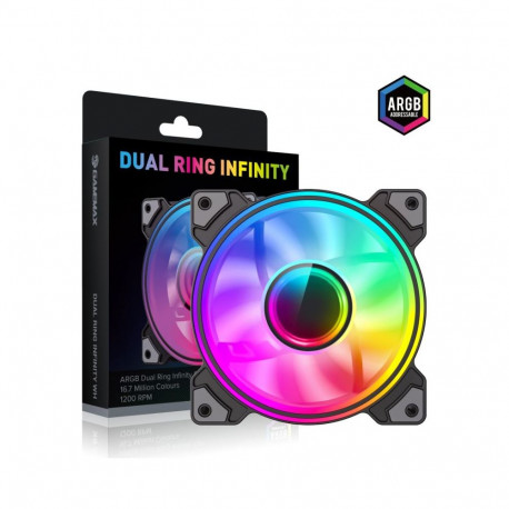 gamemax Case Fan | DUAL RING INFINITY BK | Black