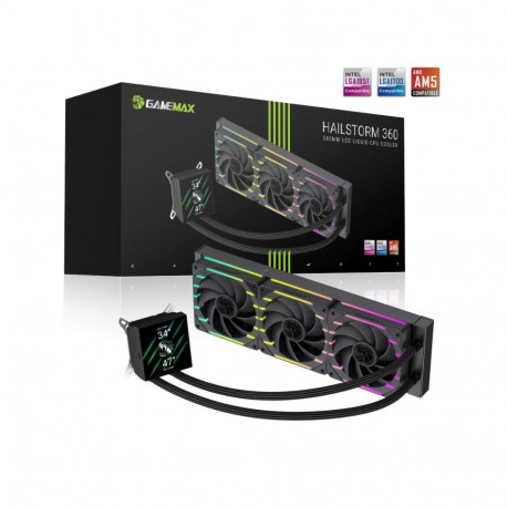 gamemax CPU Liquid Cooler | HAILSTORM 360 LCD BK | Black