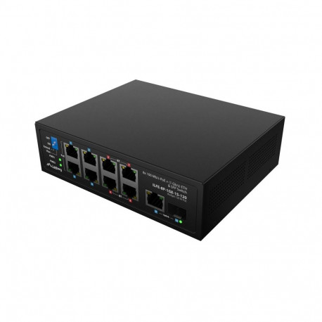 Lanberg Switch PoE 4xBT 4xAT SFP/ETH Din Unmanagment Fast Ethernet | ILFE-8P-1GE-1S-120 | Unmanaged 
