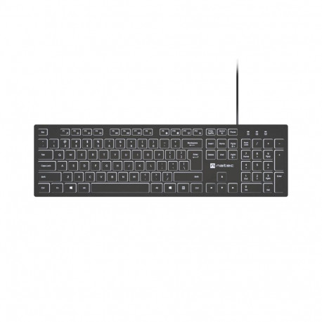 Natec Keyboard, Herring Glow, US, Backlit, Wired, White |