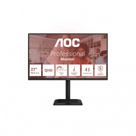 AOC Q27E4U 27-tolline WQHD IPS 120Hz 4ms 350cd/m2 HDMI2.0 DP USB3.2 HUB USB pööratav kõlaritega