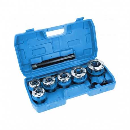 Hogert HT1P635 manual pipe threader, 6 dies 1/4"-1 1/4", BSPT, 9CR2, reversible ratchet, plastic cas