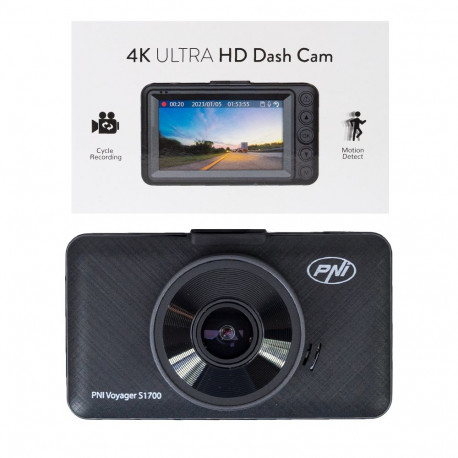 Car DVR camera PNI Voyager S1700 4K UHD, 3 inch screen, cyclic recording, parking monitoring, motion