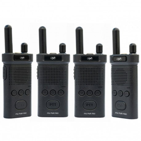 Komplektis 4 kaasaskantavat raadiojaama PNI PMR R60 446MHz, 0,5W, 16 programmeeritavat kanalit, 16 P