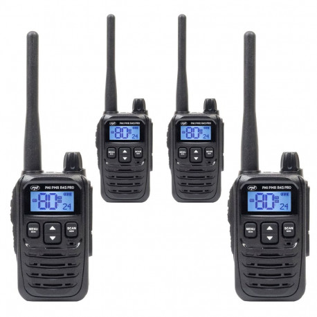 Komplektis 4 kaasaskantavat raadiojaama PNI PMR R45 PRO 446MHz, 0,5W, 99 programmeeritavat kanalit, 
