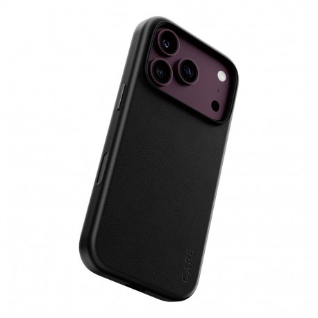CARE by PanzerGlass ümbris iPhone 17 Pro vegan-nahast MagSafe'iga, must