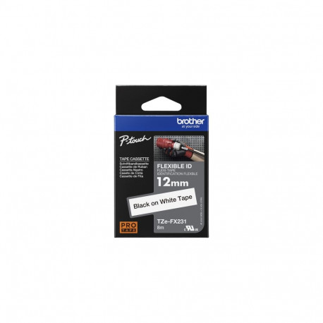 Brother TZe-FX231 Flexible Labelling Tape 12mm 8m, Black on White
