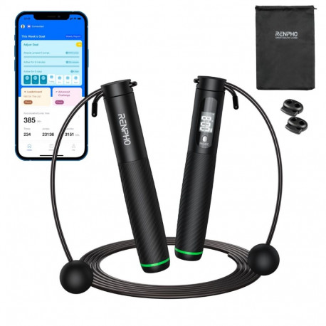 Fitness Equipment - Renpho Smart Jump Rope 2in1 (R-Q008, smart tracking, black)