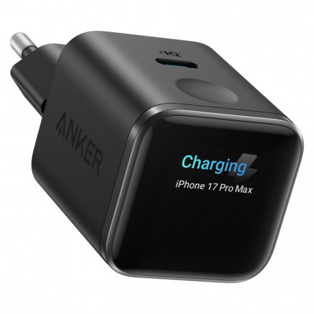 ANKER laadija Nano 45W GaN 1x USB-C ActiveShield 5.0 puuteandur iPhone'i tuvastus nutiekraan, must