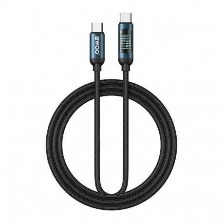 BWOO Braided andmeedastus- ja laadimiskaabel | USB-C - USB-C | 60W | LED-ekraaniga | 1m