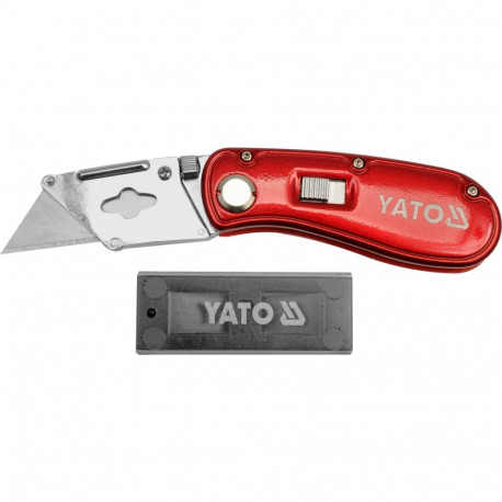 Yato nuga YT-7534, 150mm, 61x33x0.5mm, SK5, 53-58 HRC, alumiiniumkorpus, kokkupandav, trapetsikujuli