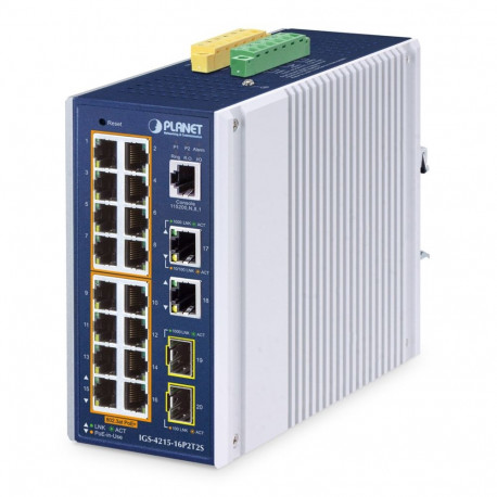 PLANET IP30 Industrial L2/L4 16-Port Managed L2/L4 Gigabit Ethernet (10/100/1000) Power over Etherne