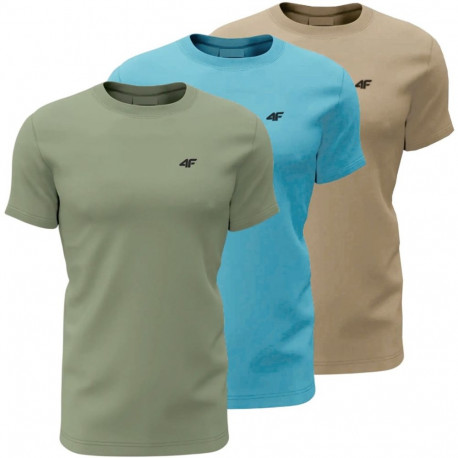 4F meeste T-särk M4481 3-pakk 4FWSS26TTSHM4481 90S S, roheline, sinine, beež