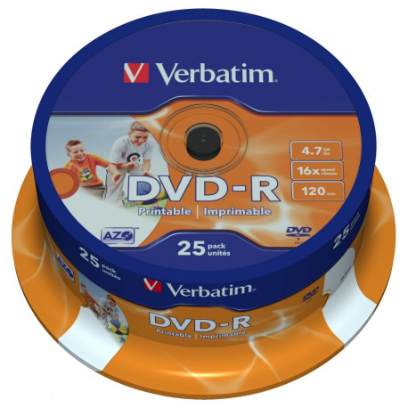 "1x25 Verbatim DVD-R 4,7GB 16x Speed, wide printable"