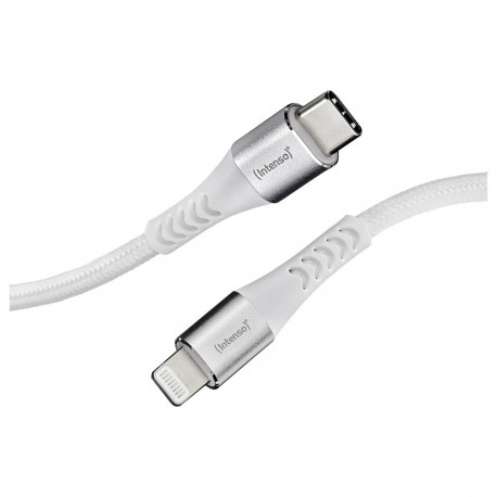 "Intenso USB-Kabel C315L Nylon 1,5m weiß, USB-C und Lightning Anschluss, unterstützt Schnelladen (PD
