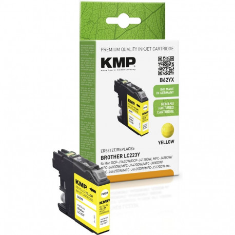 KMP tindikassett B62YX, ühildub Brother LC-223 Y-ga, kollane