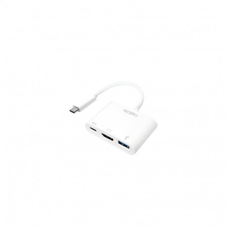 LogiLink 0.14m, 2xUSB-C/HDMI+USB A White