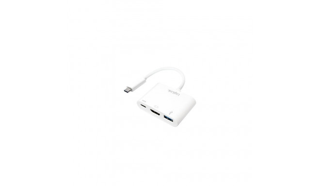 LogiLink 0.14m, 2xUSB-C/HDMI+USB A White
