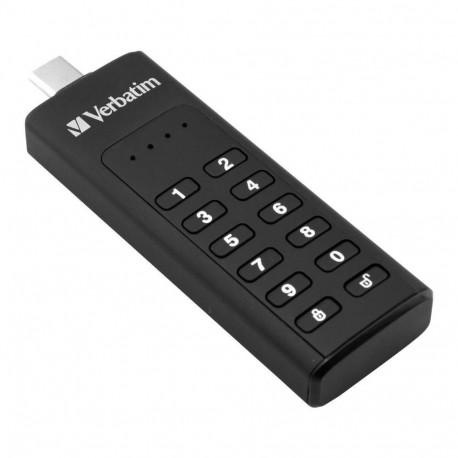 Verbatim USB-C mälupulk Keypad Secure paroolikaitse ja AES-256 HW-krüpteeringuga 32GB, must