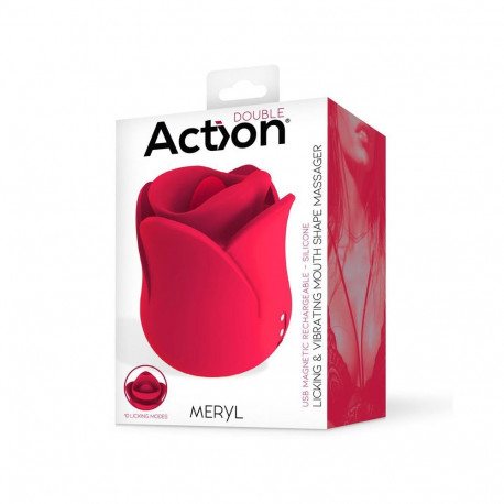 ACTION Meryl Vibe Stimulator Rose Shaped with Tongue 2 Motors