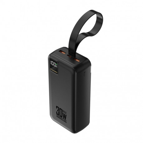 Powerbank Wozinsky W8-B 30000 mAh 30W 2x USB-A USB-C and USB micro with flashlight - black