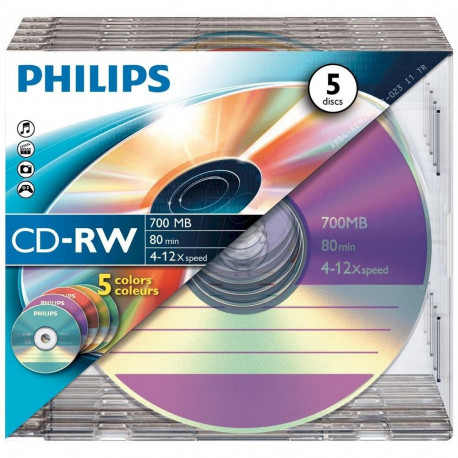 Philips CW7D2CC05/00 CD-RW Discs 700MB 5-pack