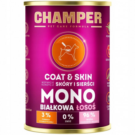 CHAMPER Coat & Skin monoproteiin lõhe märg koeratoit 400g